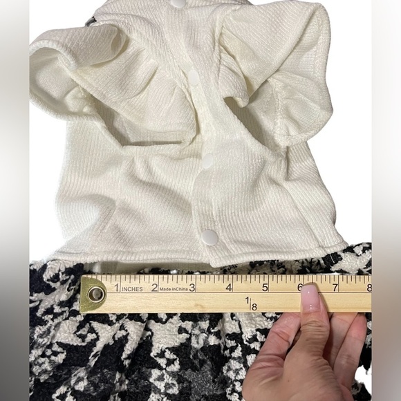 Dog Dress Black & Cream Jumper with Gold Buttons And Black Bow with Pearl - Picture 13 of 16